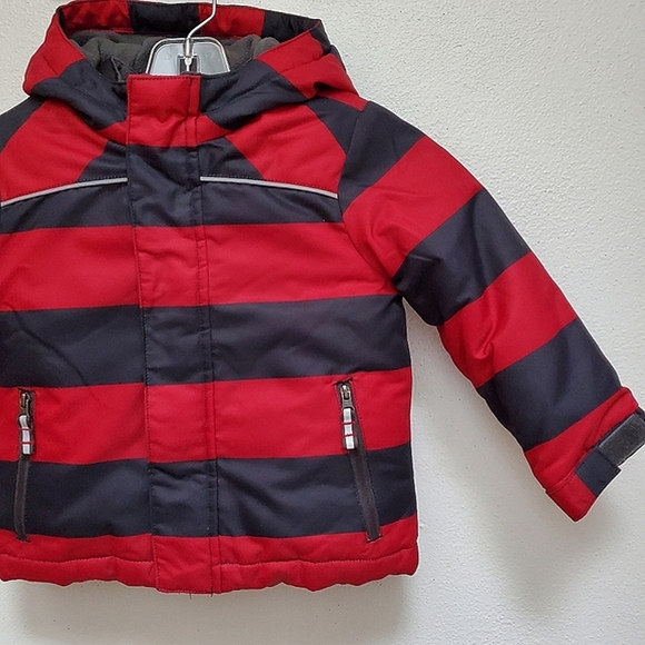 Cherokee Boys Warm Winter Jacket with Black and Red Horizontal Stripes Size 2T - Picture 6 of 14